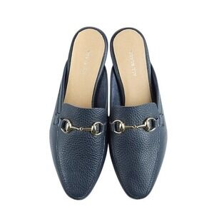 ALL BLACK LL Slide Leather Horsebit Mule Loafers Navy Women's Size 6 EU 36.5